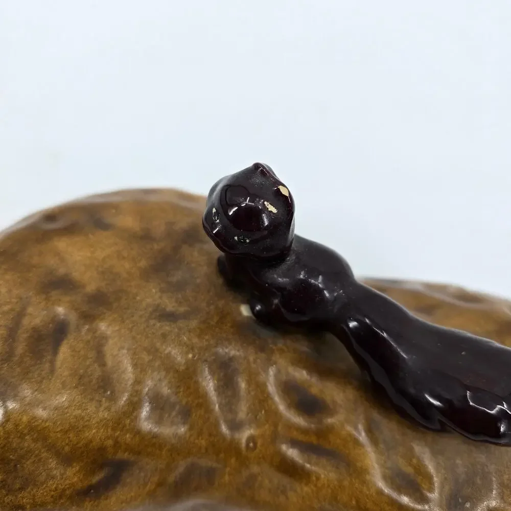 Vintage Squirrel on Peanut Lidded Ceramic‎ Trinket Box MCM Novelty Candy Dish